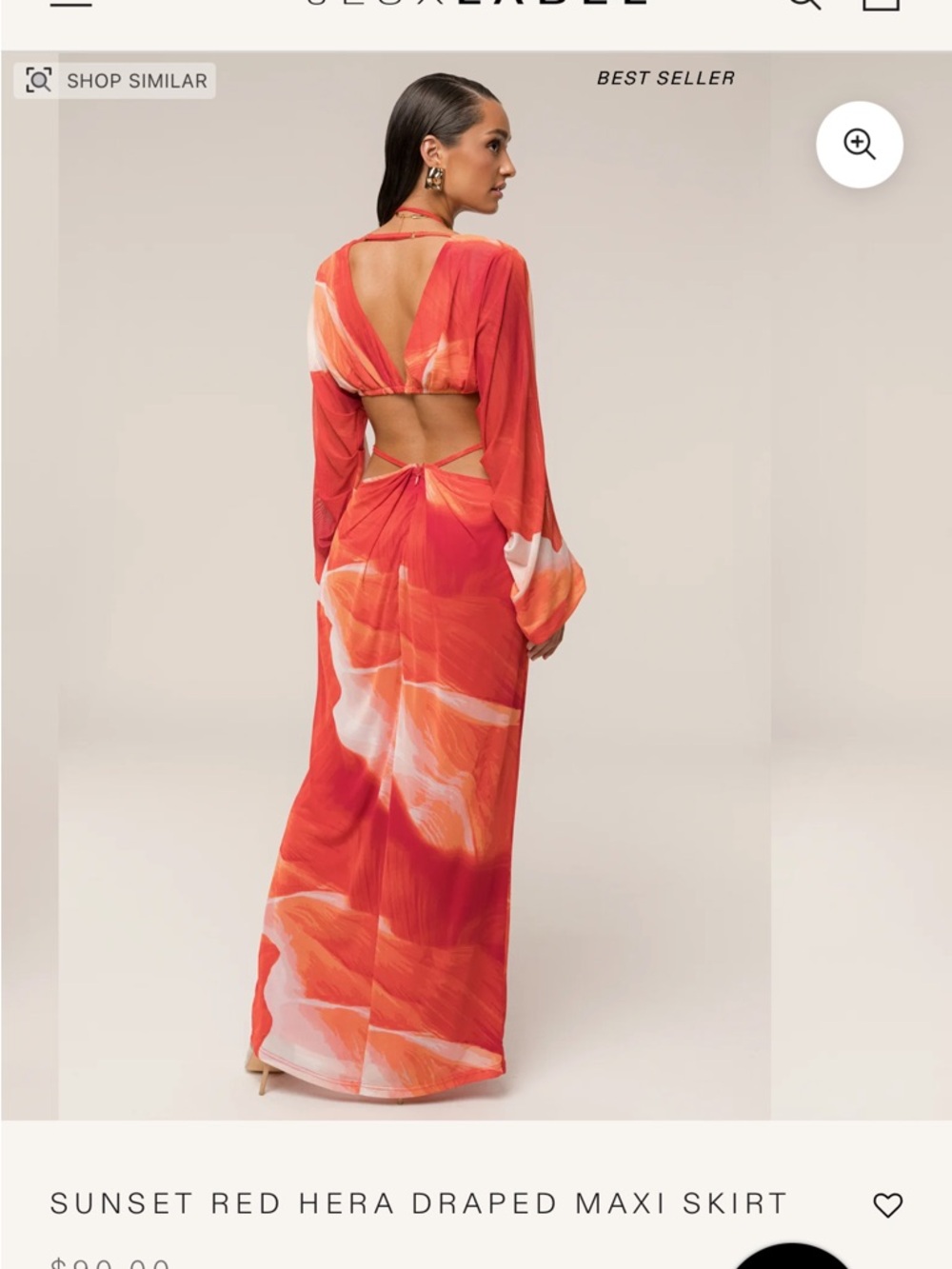 JLUXLABEL- Sunset Red Selene Draped Top - Picture 7 of 12